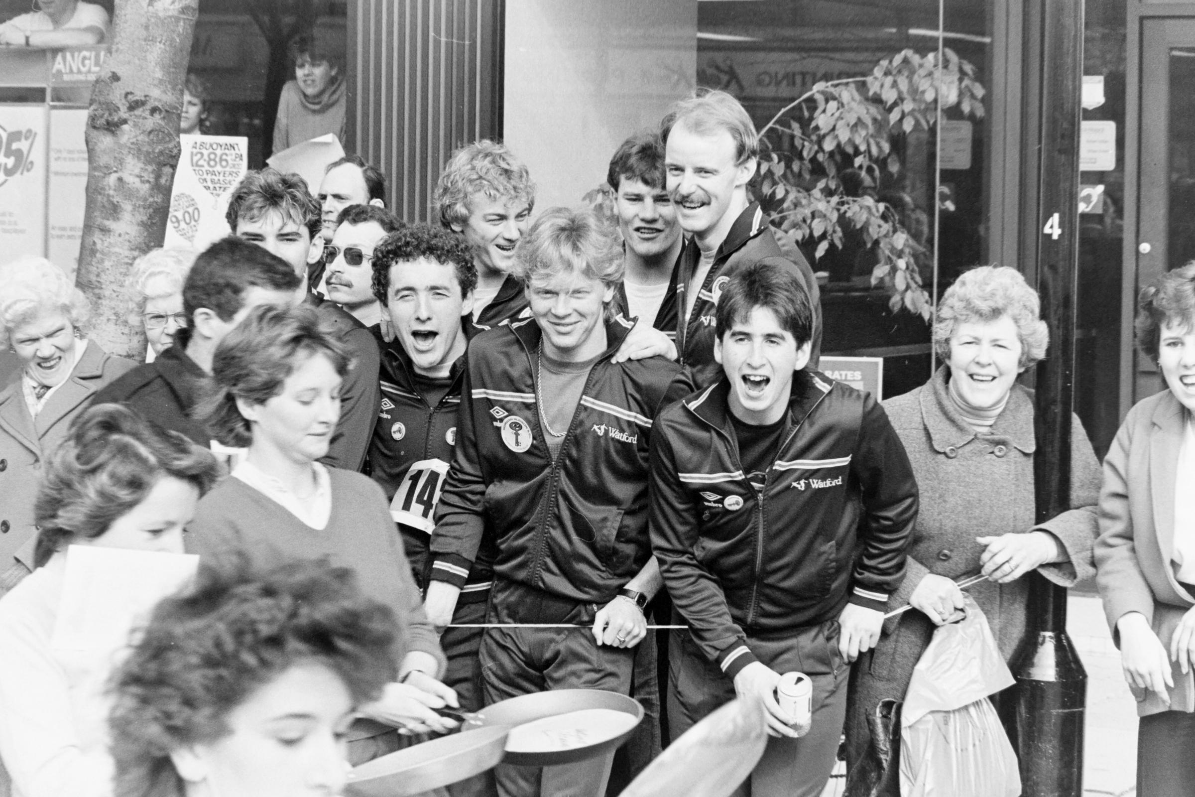 Memories of Watford players at the Watford Pancake Race
