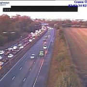 Traffic on the A1 (M) this morning (photo credit Highways England)