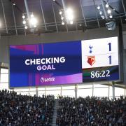 The big screen at Spurs before the 'no goal' graphic appeared. Picture: Action Images