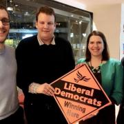 Pictured, (left to right), Cllr Ian Stotesbury, Liberal Democrat Parliamentary Candidate for Watford, Alex Murray, former Green Parliamentary Candidate for Watford, Jo Swinson MP, leader of the Liberal Democrats and Mayor of Watford Peter Taylor