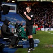 Michael Oliver sent off Luka Milivojevic after using the monitor. Picture: Action Images