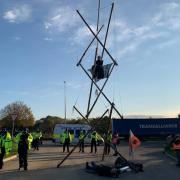 A protest at the HS2 depot in Maple Cross by Extinction Rebellion and Stop HS2 campaigners in 2020. Image: Marina Iliara