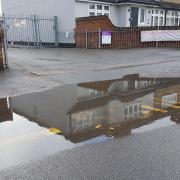 Water outside Kingsway Junior School was a common problem. Credit: Cllr Tim Williams