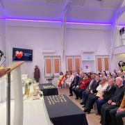 Ashwin Mehta, a trustee at the SMRD, addressing the audience at the London Spiritual Centre in Bushey on March 6. Credit: SMRD