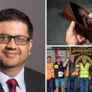 Labour councillor Asif Khan says the Conservatives have failed to get to grips with the cost of living crisis. Photos: Kimberley Hackett/Newsquest, Pixabay, Cllr Asif Khan