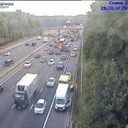Emergency services are at the scene, clockwise on the M25 between junctions 18 and 19. Picture: National Highways