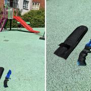 A zombie knife was found in a children's playground.