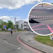 A 'sinkhole' has opened up outside Watford General Hospital. Picture: Google Street View/Jackie Ringland