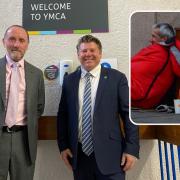 Eddie Hughes, minister for rough sleeping and housing, and Watford MP Dean Russell at YMCA Watford