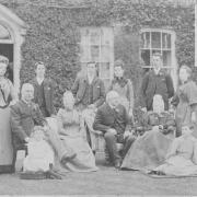The immediate family (no spouses) at the Whites' Golden Wedding party in 1891 and, inset, William Hounsfield