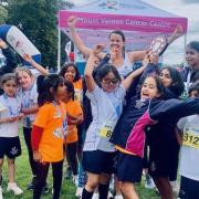 Northwood College for Girls celebrate winning the school’s shield at the Moor Park 10k and fun runs which raised £40,000 for Mount Vernon Cancer Centre in Northwood.  Credit: East and North Hertfordshire Hospitals’ Charity