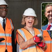 Prime Minister Liz Truss and Chancellor of the Exchequer Kwasi Kwarteng during a visit to a construction site for a medical innovation campus in Birmingham and (inset) Watford Labour parliamentary candidate Cllr Matt Turmaine. Photo: PA/Watford Labour