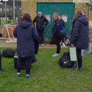 Dorking club representatives at Bovingdon Football Club ahead of a game against Watford Ladies Development