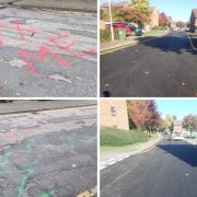 Radlett Road estate roads before and after resurfacing