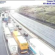 Heavy traffic can be seen at Junction 22 for London Colney.