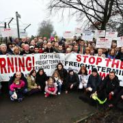 Rail freight campaigners at a protest when it was going through planning stage