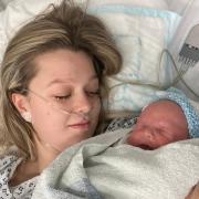 Watford mum Elise Elsdon with her newborn.