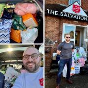 A car full of donations were given to The Salvation Army