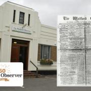 The first edition of the Watford Observer and the offices in Rickmansworth Road which were its home for many years.