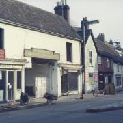 The end of the George Inn 1967, as H A Saunders - Jones sign board still above the entrance. Image: Three Rivers Museum