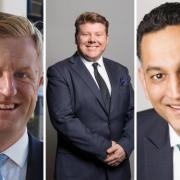 Left to right: Hertsmere MP Oliver Dowden, Watford MP Dean Russell, and South West Hertfordshire MP Gagan Mohindra.