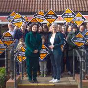 Emma Matanle, Daisy Cooper, with local Liberal Democrat members