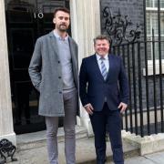 Ryan Thrussell and Dean Russell outside number 10 Downing Street