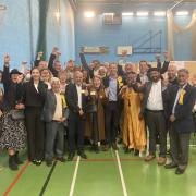 Peter Taylor celebrating with his fellow Liberal Democrat councillors after the local elections