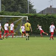 St Josephs Reserves score one of their four goals against West Herts