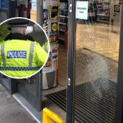 A door was smashed at Tesco Express in Prestwick Road, South Oxhey.