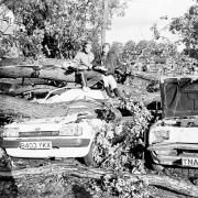 Cars were crushed by falling trees during the Great Storm