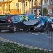 The two-car crash in Hagden Lane, Watford.