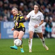 Watford's Carly Johns up against Arsenal midfielder Lia Walti, who has more than 100 caps for Switzerland