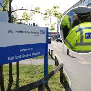 The vehicle was targeted while parked outside Watford General Hospital.