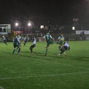 Kings Langley, pictured in action against Biggleswade, let a two-goal advantage slip on Saturday
