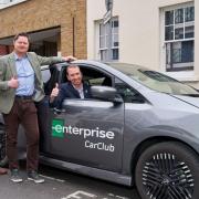 Watford mayor Peter Taylor trying out one of the new electric cars