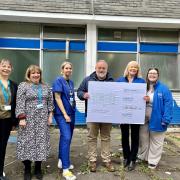 West Herts Hospitals Charity’s Celia Findell and Alison Rosen with West Herts Hospitals’ Cheri Leanne and Brian Hargreaves and Naomi Woodstock and Rebecca Aldridge from Wickes Community Programme