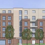 Designs for a proposed block comprising 36 flats and retail space in Kings Langley.
