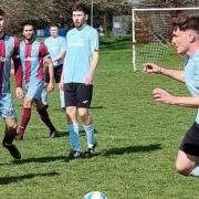 Cassiobury Rangers (striped shirts) beat Watford Sports to reach the last four of the Challenge Cup