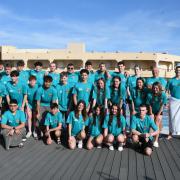 The swimmers and coaches in Lanzarote