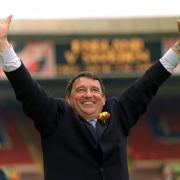 The man who made it possible: Graham Taylor celebrates at Wembley in 1999.