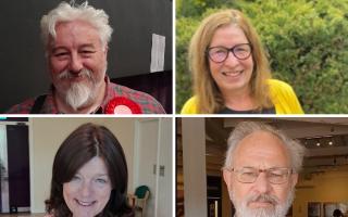 Elected candidates to the Three Rivers District Council. Top left to right: Stephen King (Labour) and Sarah Nelms (Lib Dems). Bottom left to right: Andrea Fraser (Conservative) and Chris Mitchell (The Green Party).