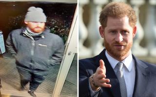Police released an image of the man on the left after items were stolen from a car. Several people have said he reminds them of Prince Harry (right).
