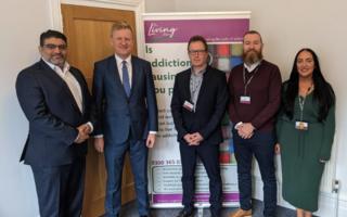 Deputy PM Oliver Dowden visits Watford addiction recovery charity.