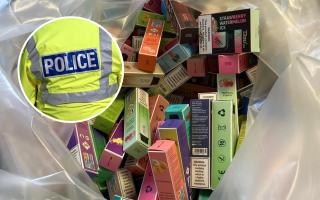 Hundreds of illegal vapes were seized from High Street, Watford, shops.