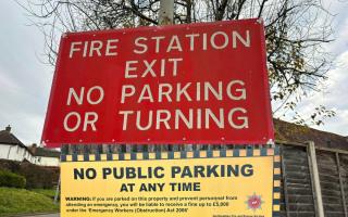 No parking signs outside Kings Langley Fire Station.