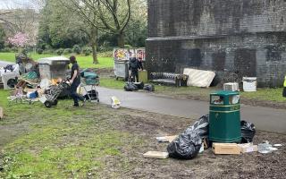 Film crews were seen placing rubbish at the scene.