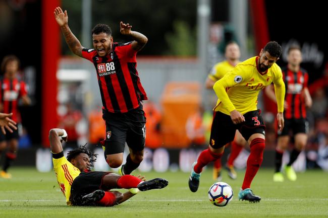 Nathaniel Chalobah fights for the ball during yesterday's 2-0 win at Bournemouth. Picture: Action Images