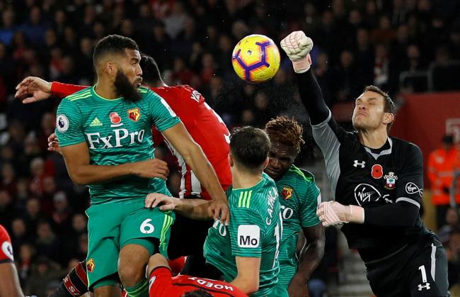 Watford almost scored a late winner when Alex McCarthy's punch rebounded back on to his own crossbar. Picture: Action Images