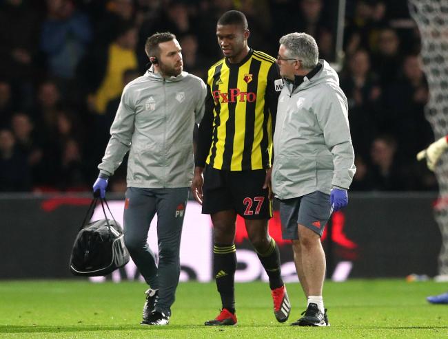 Christian Kabasele tried to continue following the injury. Picture: Action Images